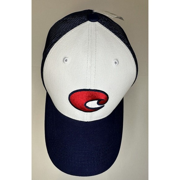 COSTA Del Mar Chesapeake SnapBack Trucker Hat Cap Blue Red White OSFA - Picture 3 of 11